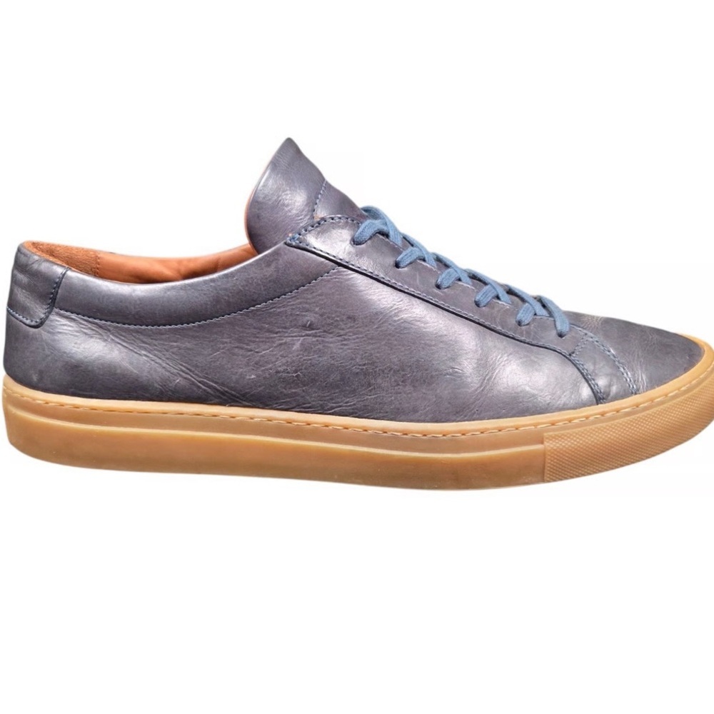 Gustin Gray Leather Sneakers with Tan Sole